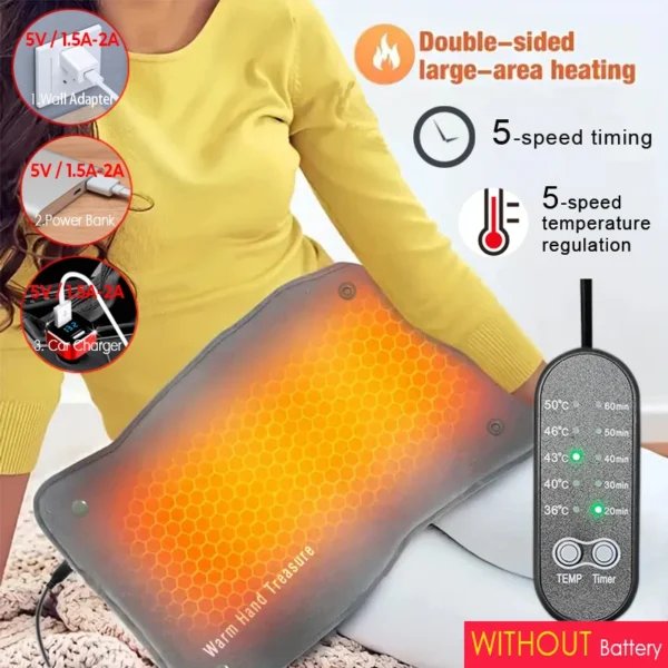 New Graphene Quick Heating Warming Pad with Adjustable Temperature and Timing USB Power Supply Office and Home Warming Handbags - Image 7